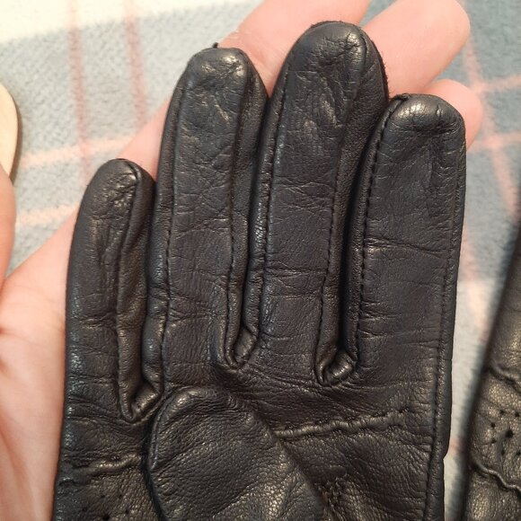 Axessimo Vintage Black Leather Moto Driving Women's Gloves - Slim Fit - Small - Picture 12 of 16